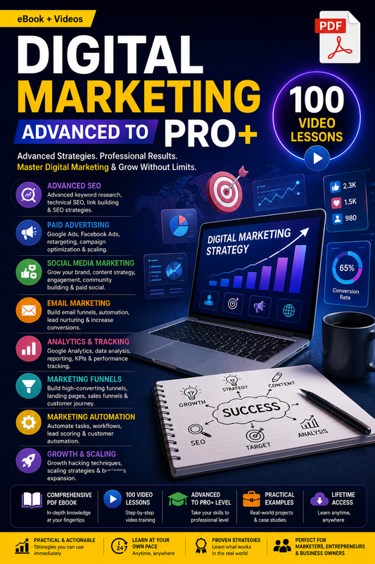 eBook: Digital Marketing Pro+: Advanced Strategies pdf file & 100 Video Lessons
